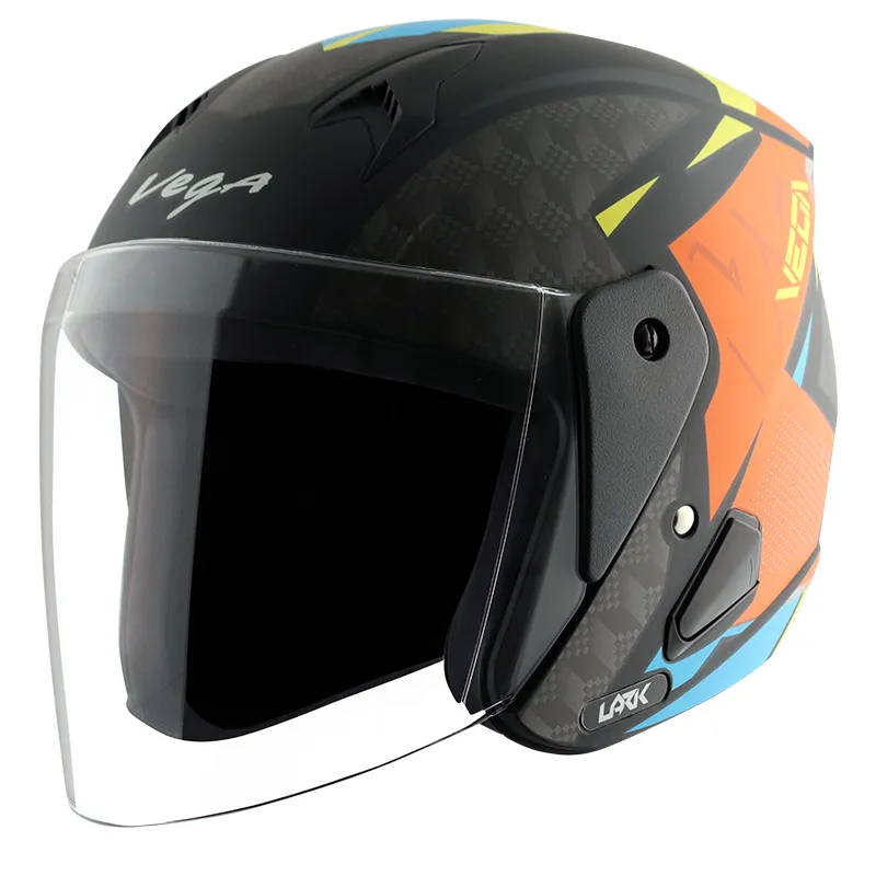 VEGA Lark Twist Dull Black Orange Half Face Helmet