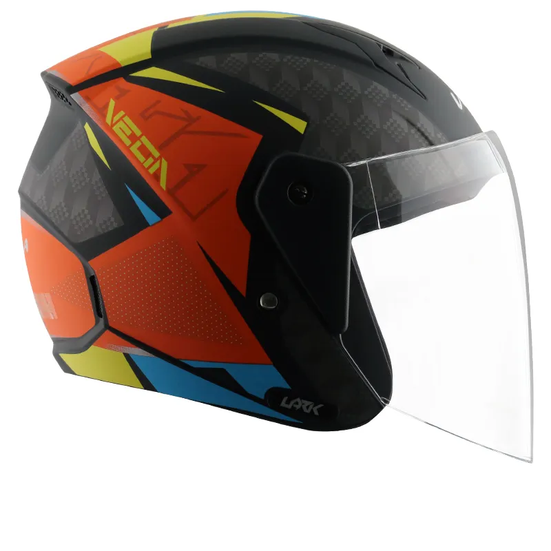 VEGA Lark Twist Dull Black Orange Half Face Helmet