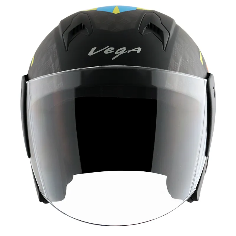 VEGA Lark Twist Dull Black Orange Half Face Helmet