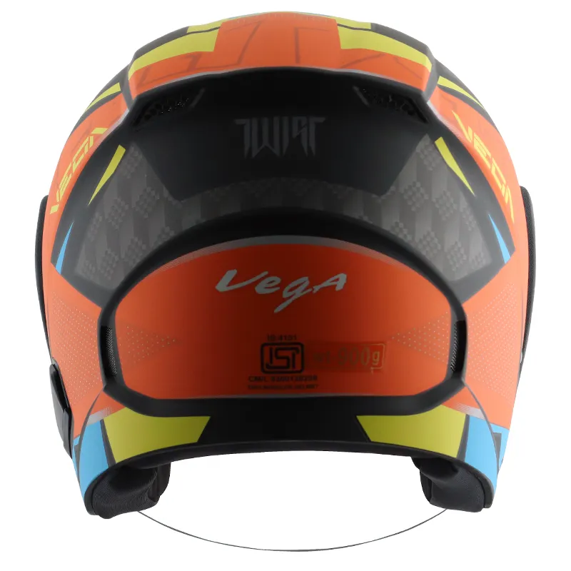 VEGA Lark Twist Dull Black Orange Half Face Helmet