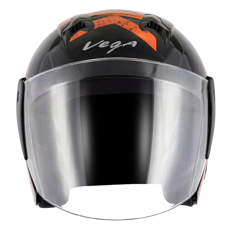VEGA Lark Victor Black Orange Half Face Helmet