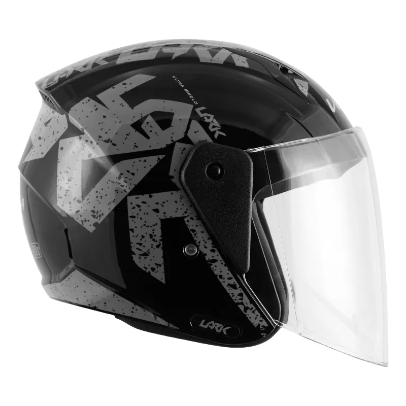 VEGA Lark Victor Black Silver Half Face Helmet