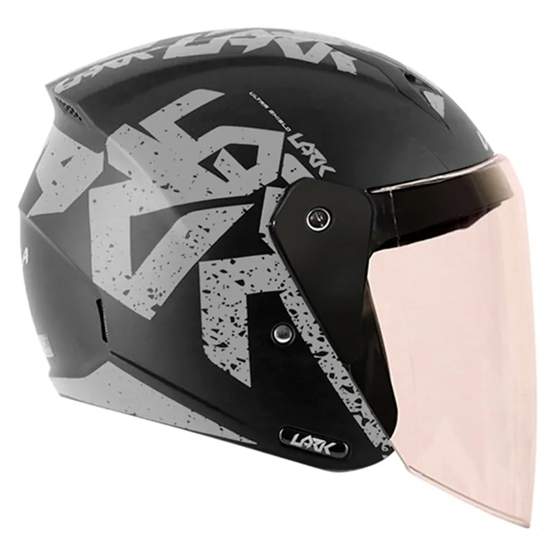 VEGA Lark Victor Dull Black Silver Half Face Helmet