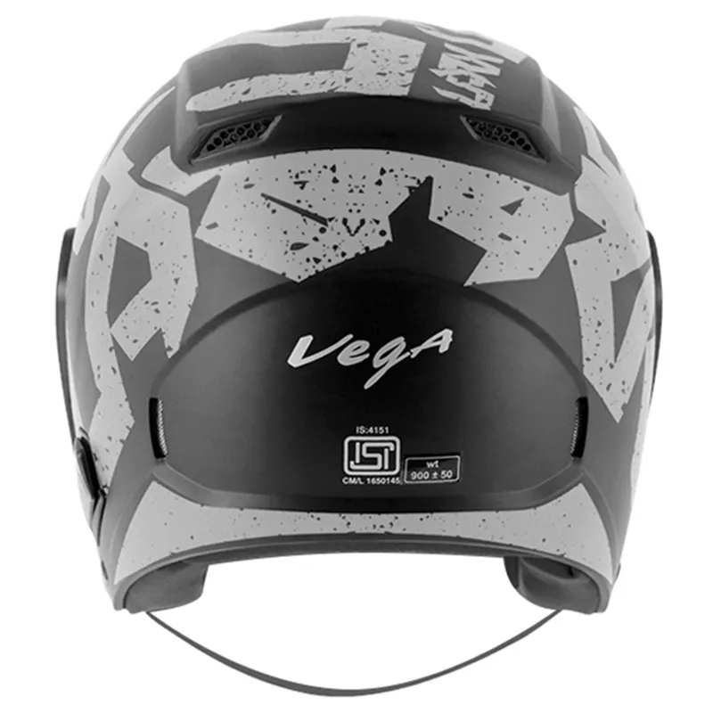VEGA Lark Victor Dull Black Silver Half Face Helmet