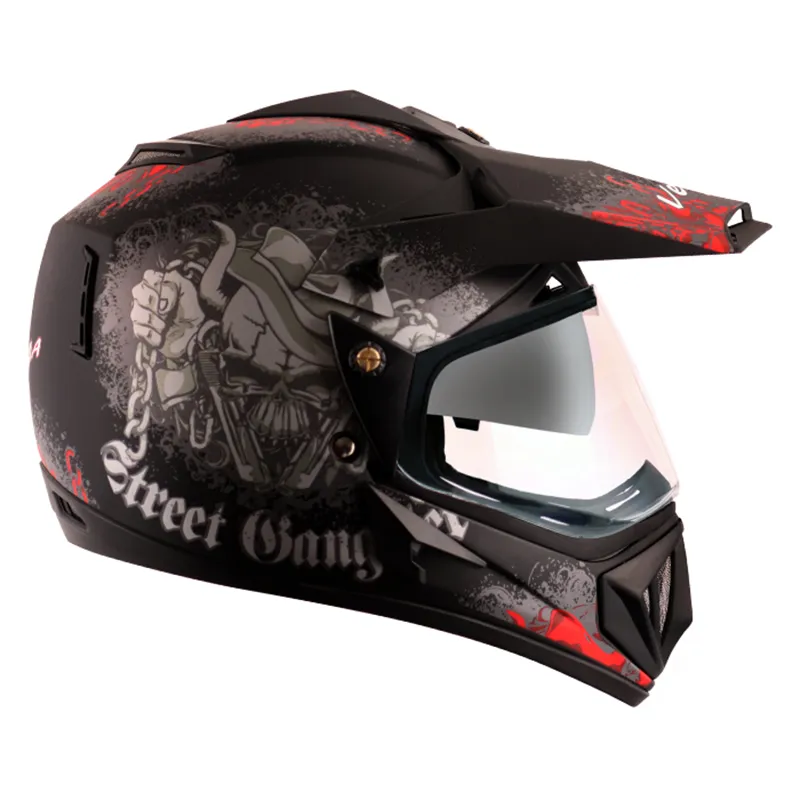 VEGA Gangster Dull Black Red Off Road Helmet