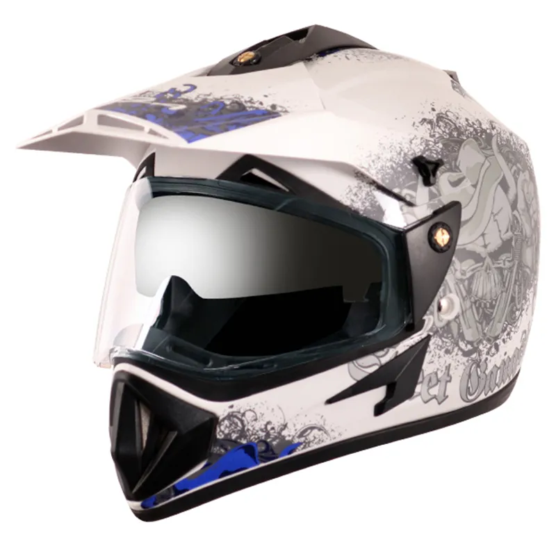 VEGA Gangster White Blue Off Road Helmet