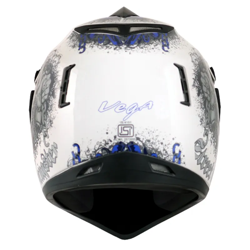 VEGA Gangster White Blue Off Road Helmet