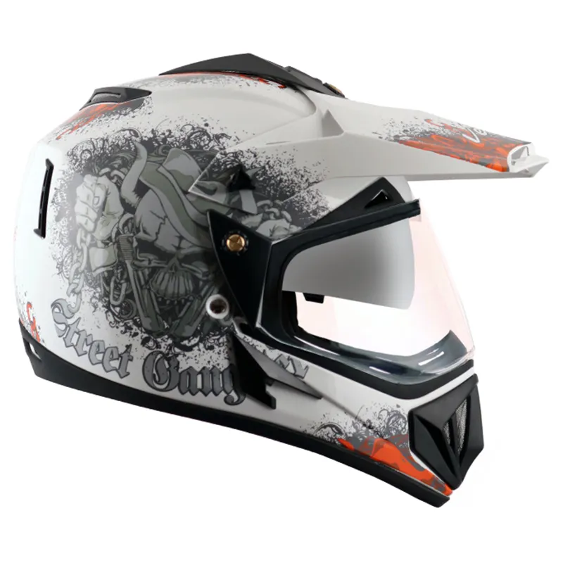 VEGA Gangster White Orange Off Road Helmet