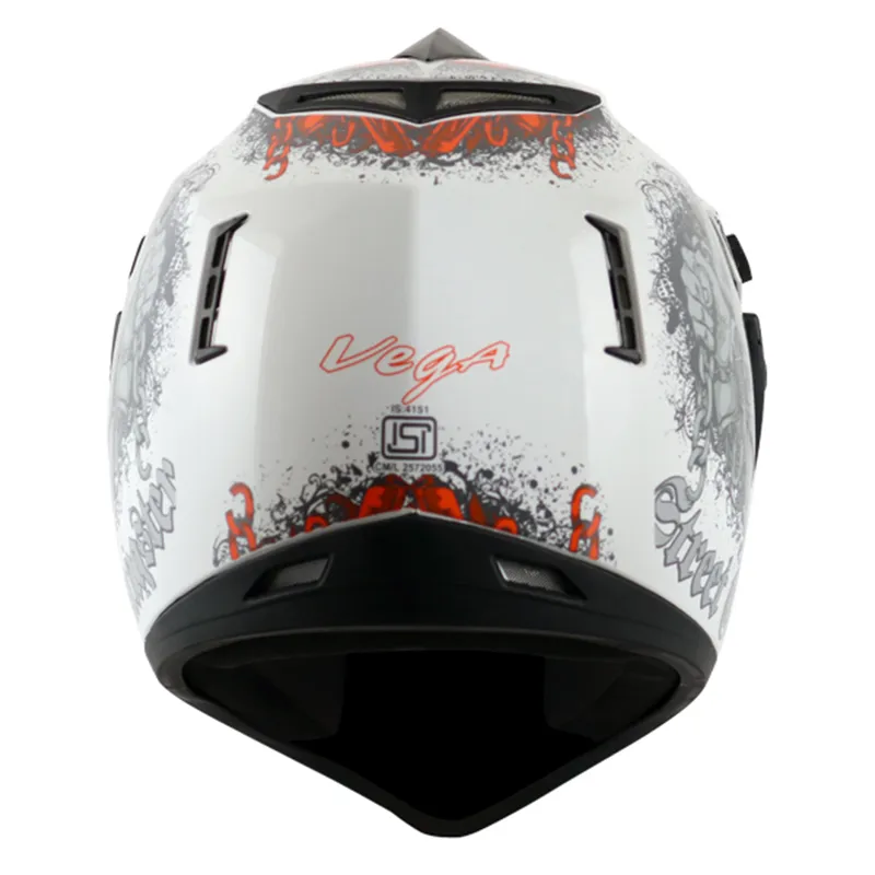 VEGA Gangster White Orange Off Road Helmet