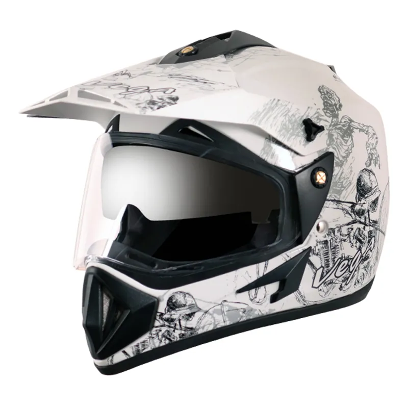 VEGA Sketch White Silver Off Road Helmet
