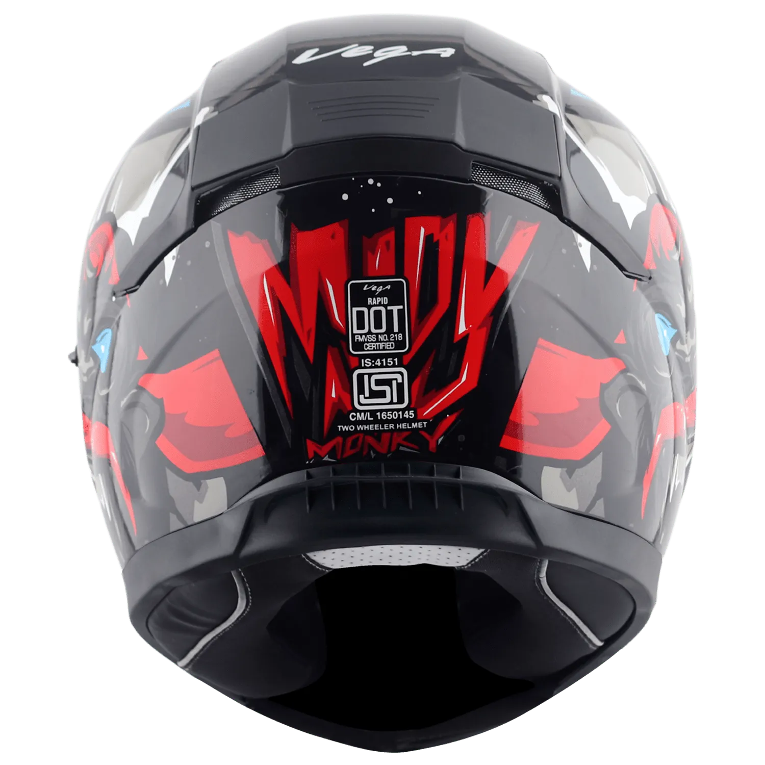 VEGA Rapid Dx Mandy Monkey Black Red Full Face Helmet