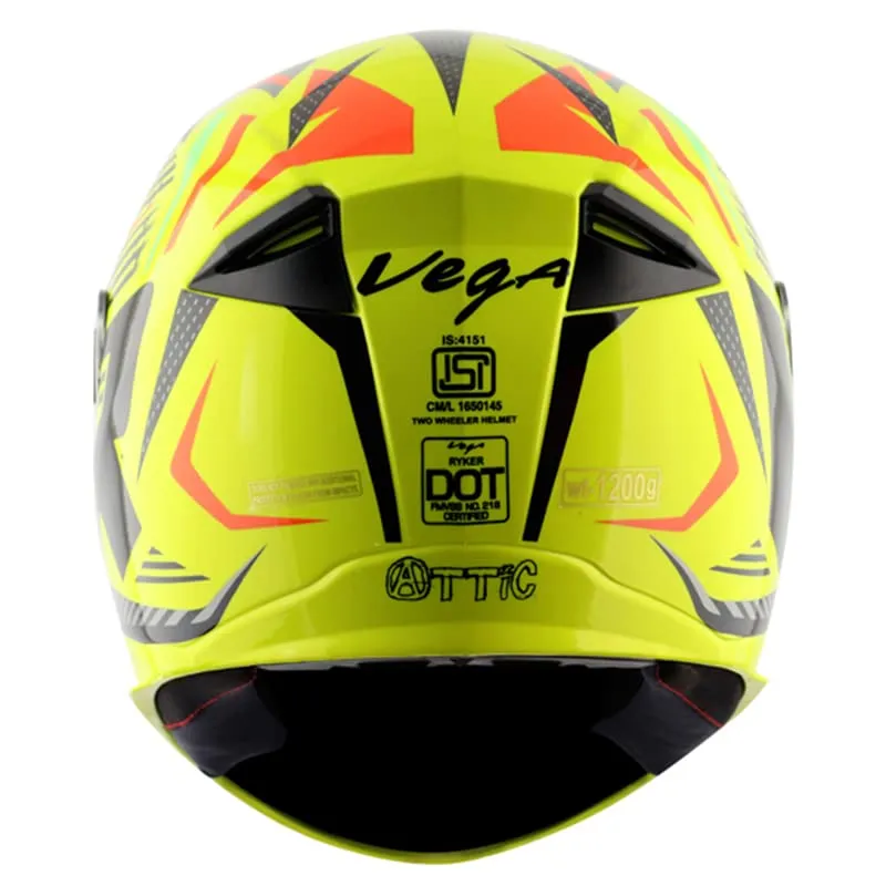 VEGA Ryker Attic Neon Yellow Black Full Face Helmet