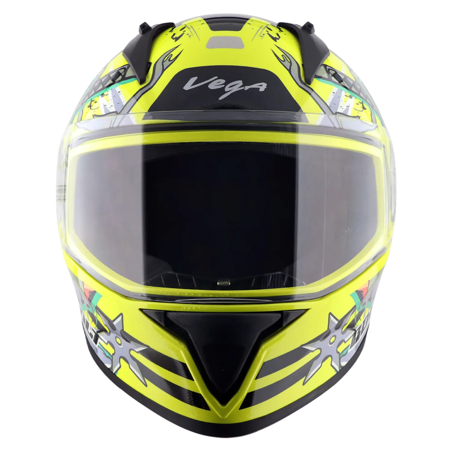 Vega Bolt Dx Ninja Neon Yellow Grey Full Face Helmet