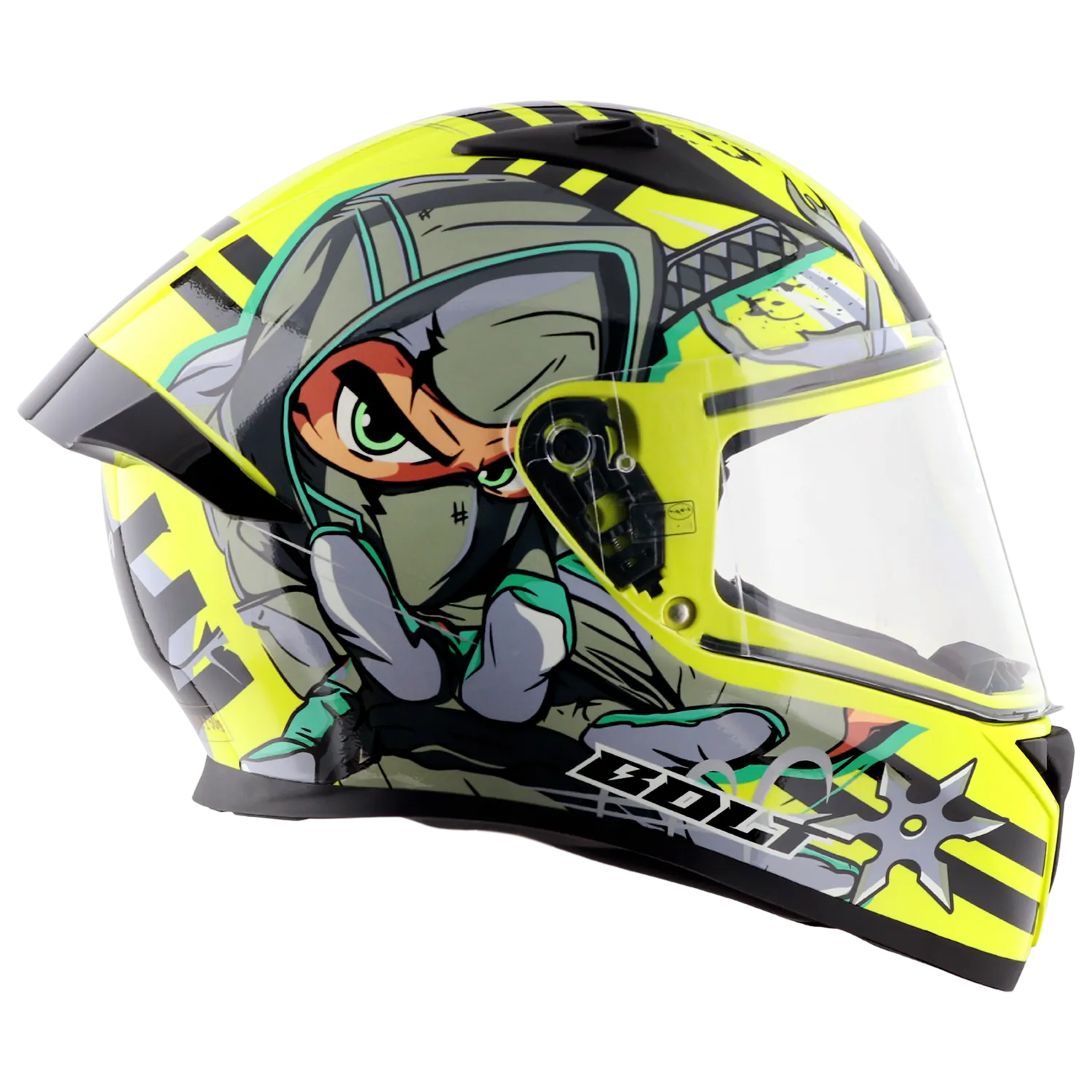 Vega Bolt Dx Ninja Neon Yellow Grey Full Face Helmet
