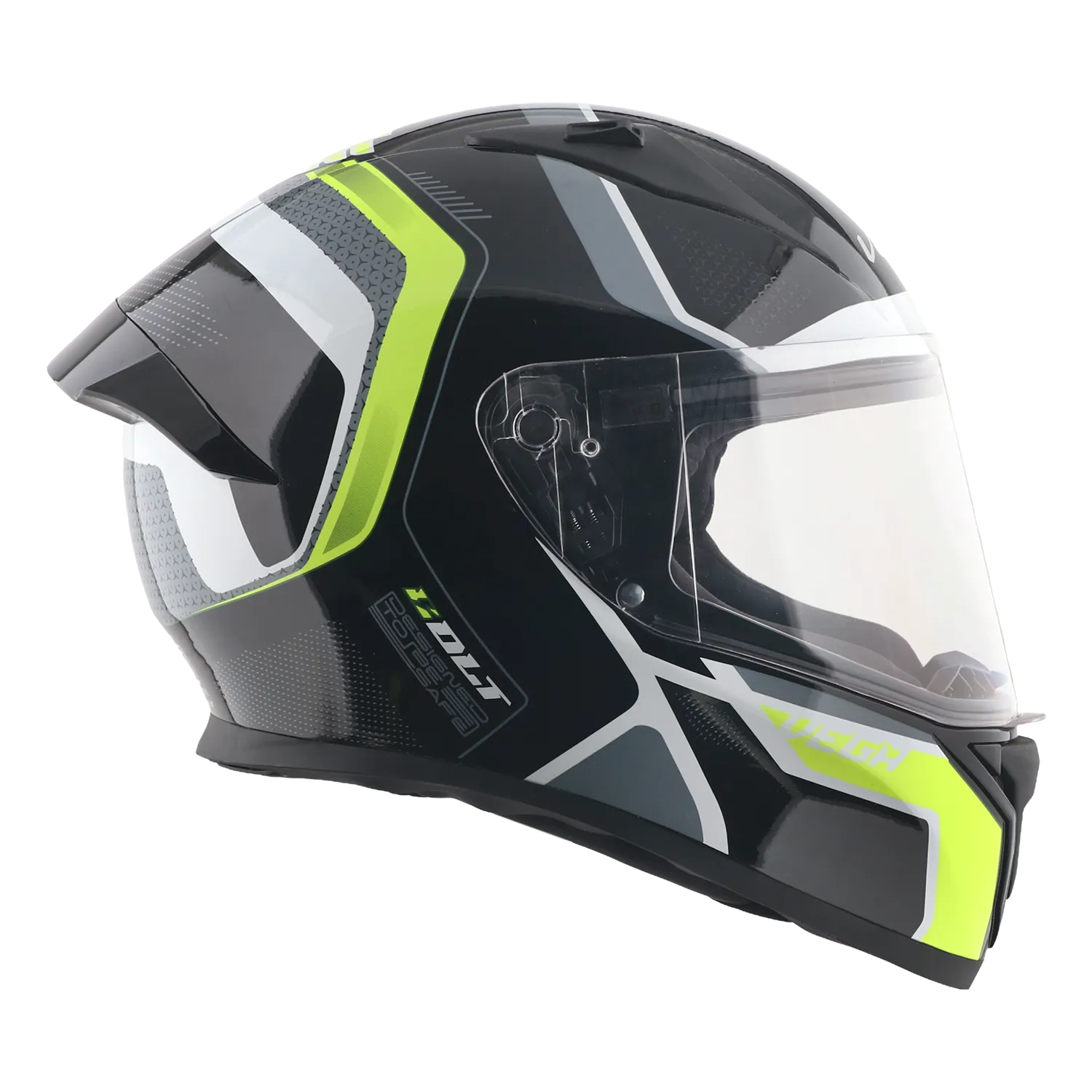 Vega Bolt Dx Tron Black Neon Yellow Full Face Helmet