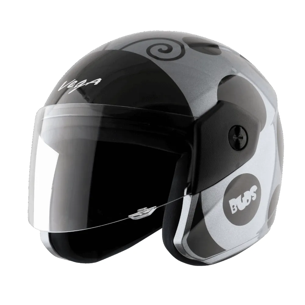 Vega Buds Dx Of Beetle Anthricite Black Half Face Helmet