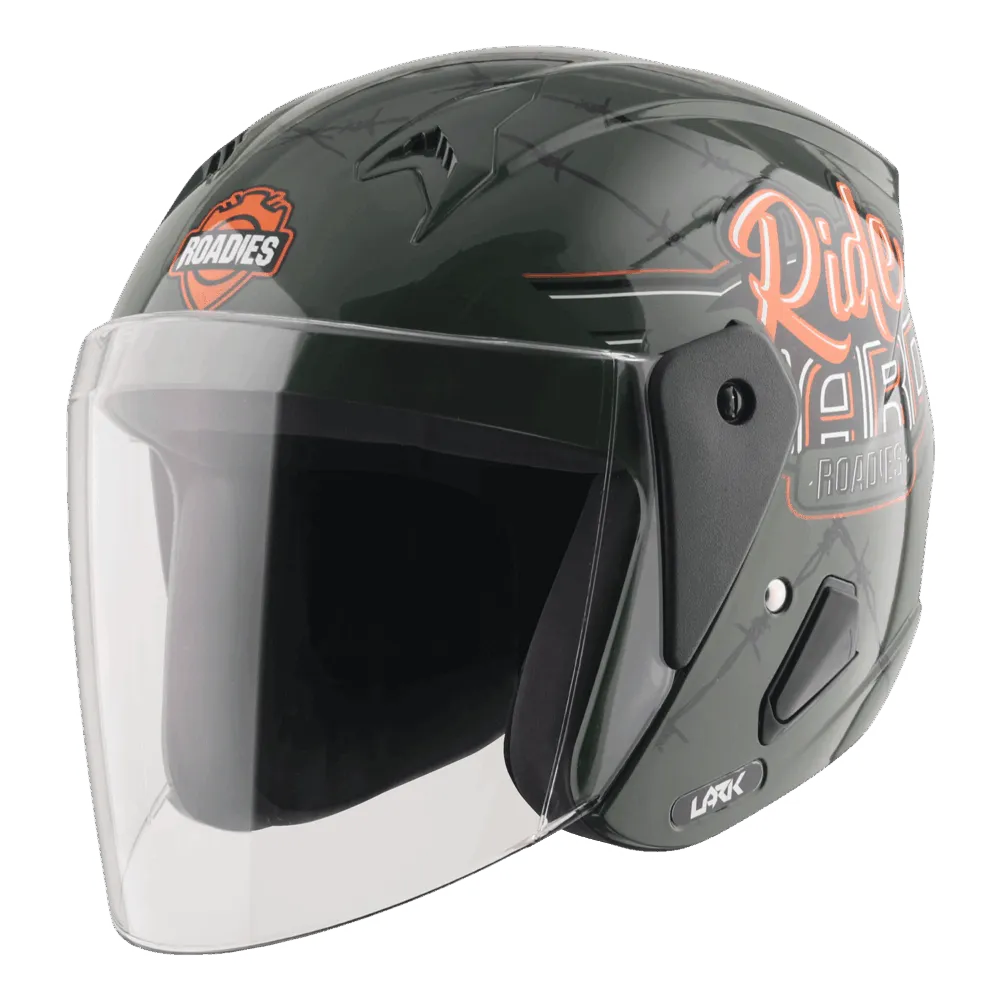 Vega Lark Dx Roadies Battel Green Orange Half Face Helmet
