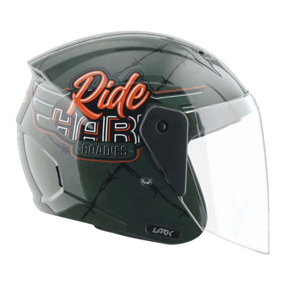 Vega Lark Dx Roadies Battel Green Orange Half Face Helmet