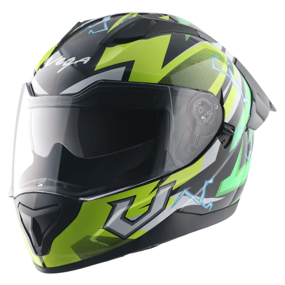 Vega Rapid Dx Flash Black Neon Yellow Full Face Helmet