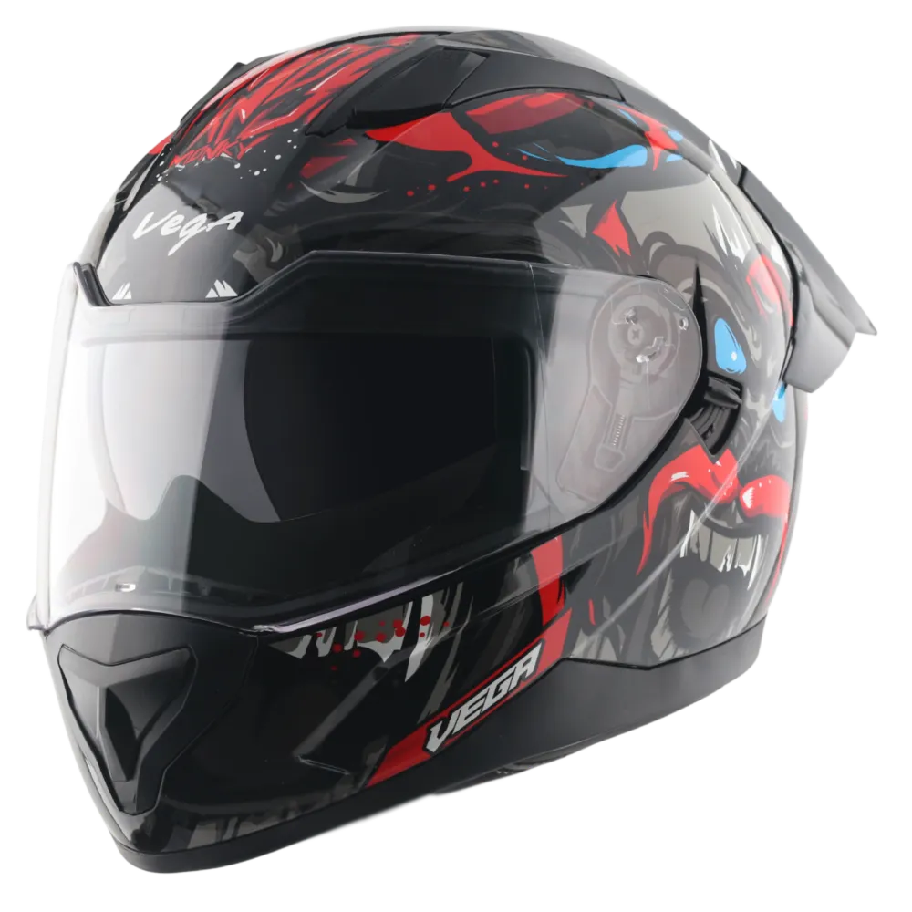 Vega Rapid Dx Monkey Black Red Full Face Helmet