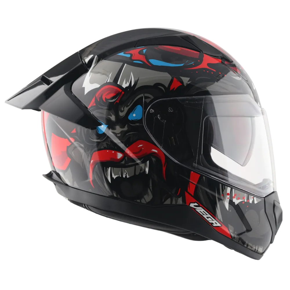 Vega Rapid Dx Monkey Black Red Full Face Helmet