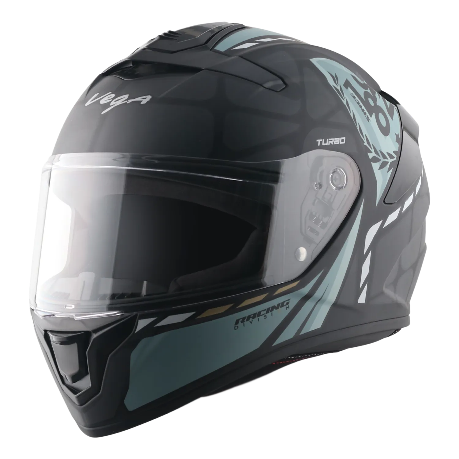 Vega Turbo Squad Dull Black Grey Full Face Helmet