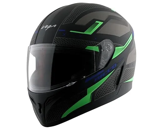 VEGA Voyager Dx Riccoo Dull Black Neon Green Md Full Face Helmet
