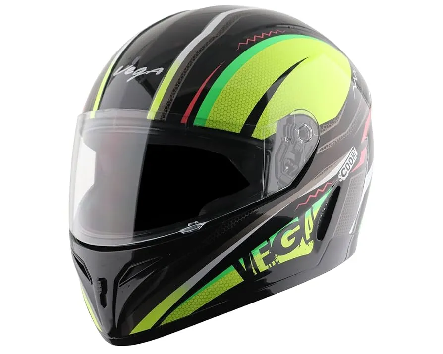 VEGA Voyager Dx Scooby Black Neon Yellow Full Face Helmet