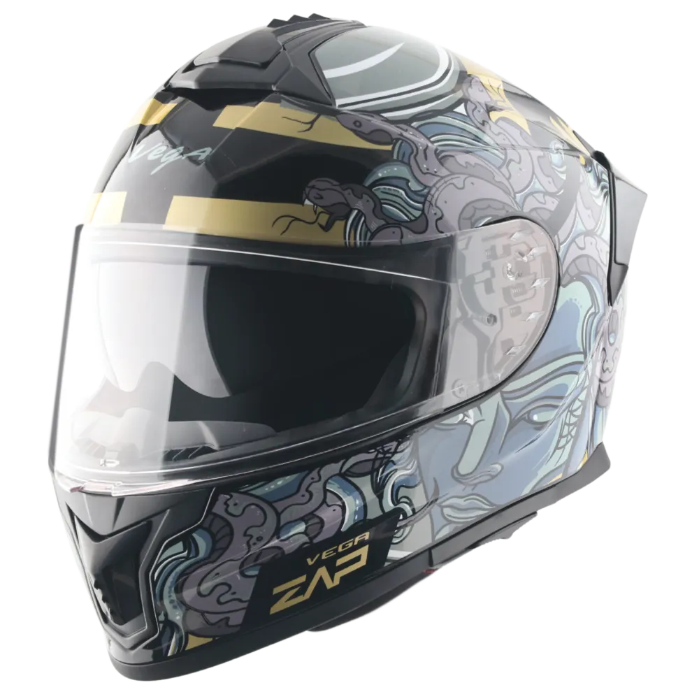 Vega Zap Dx Medusa Black Gray Full face Helmet