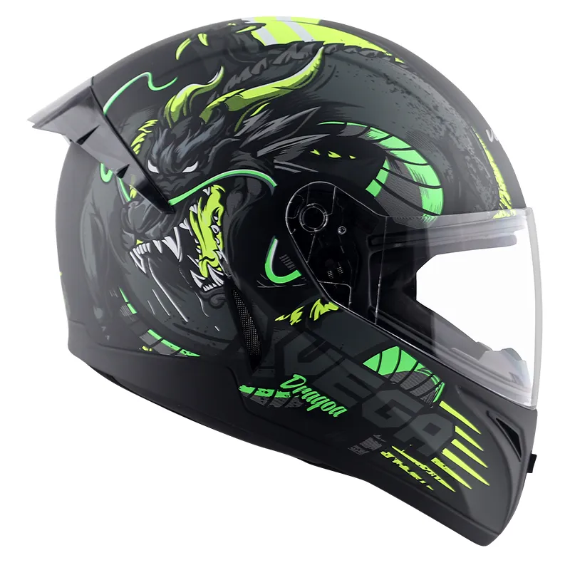 VEGA Voyager Dx Dragon Black Neon Yellow Full Face Helmet