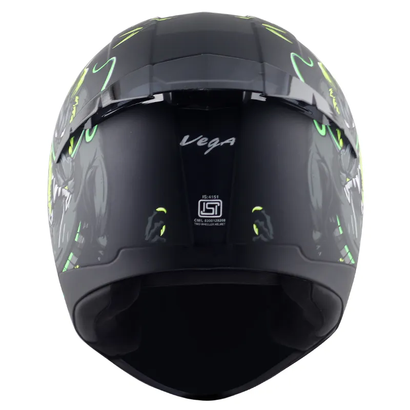 VEGA Voyager Dx Dragon Black Neon Yellow Full Face Helmet