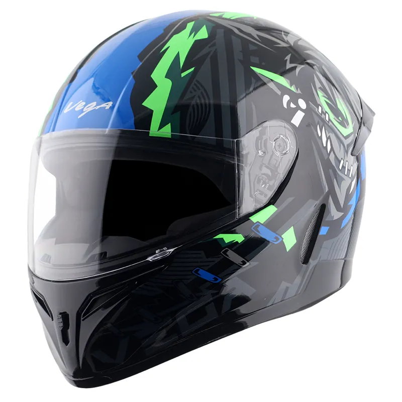VEGA Voyager Dx Killer Black Blue Half Face Helmet
