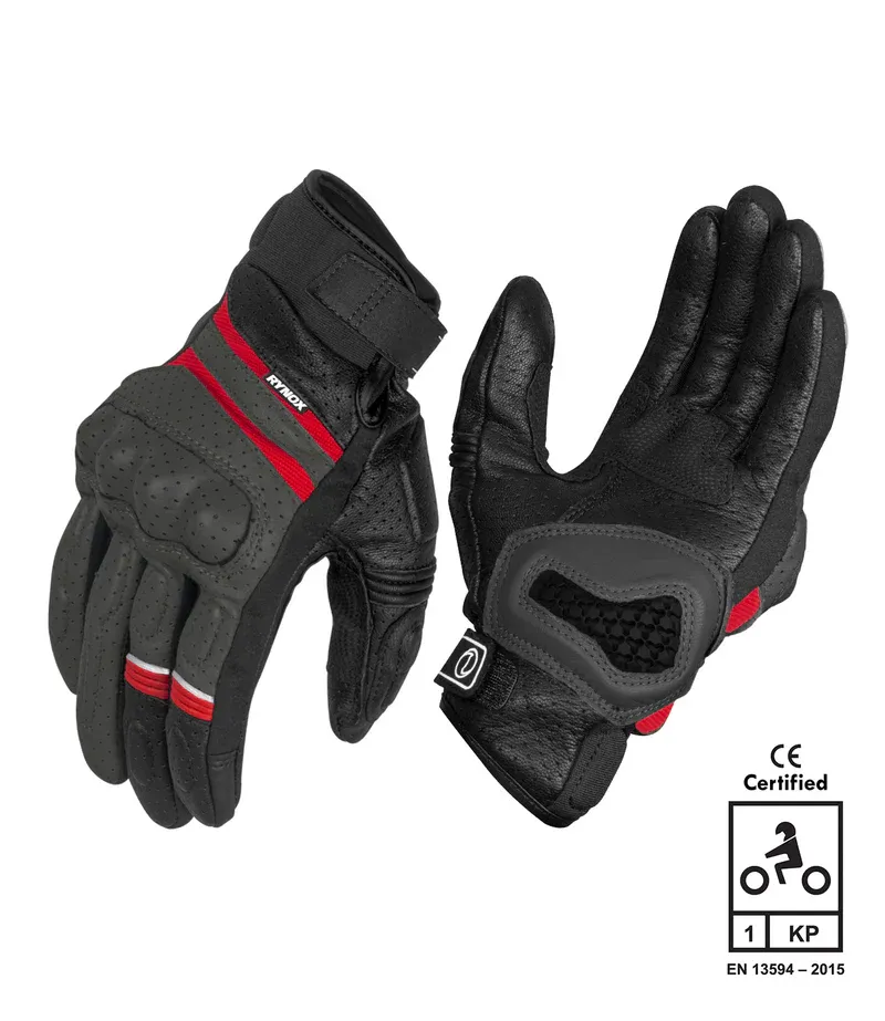 Rynox Air GT Motorsport Gloves Grey Red Riding gears 