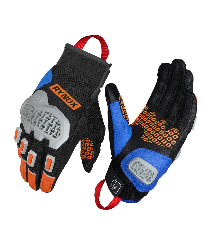 Rynox Gravel Motorsport Gloves BLUE Orange Riding Gears