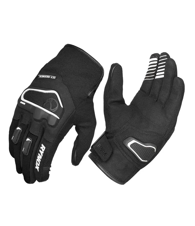 Rynox Helium GT 2 Gloves Black White Riding Gears 