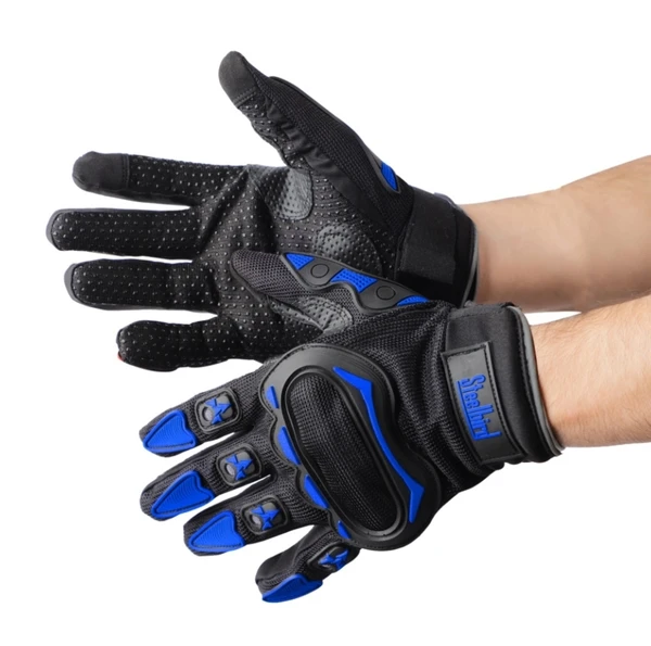 STEELBIRD Black Blue Gloves Riding Gears