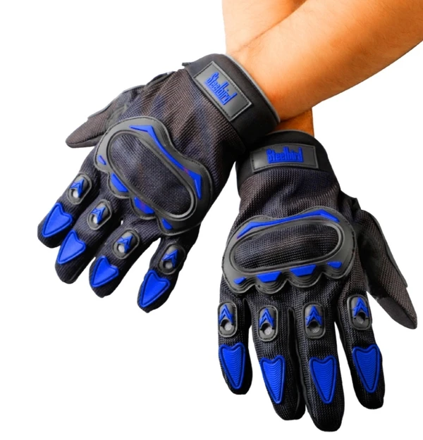 STEELBIRD Black Blue Gloves Riding Gears